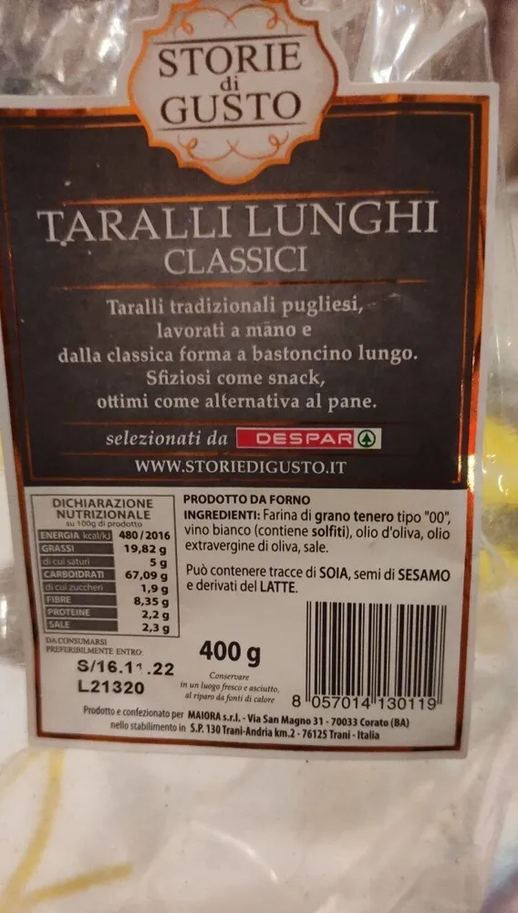 Taralli lunghi classici