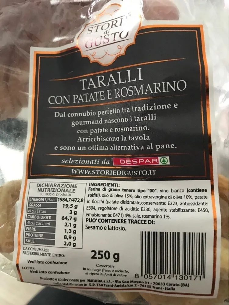 Taralli con patate e rosmarino
