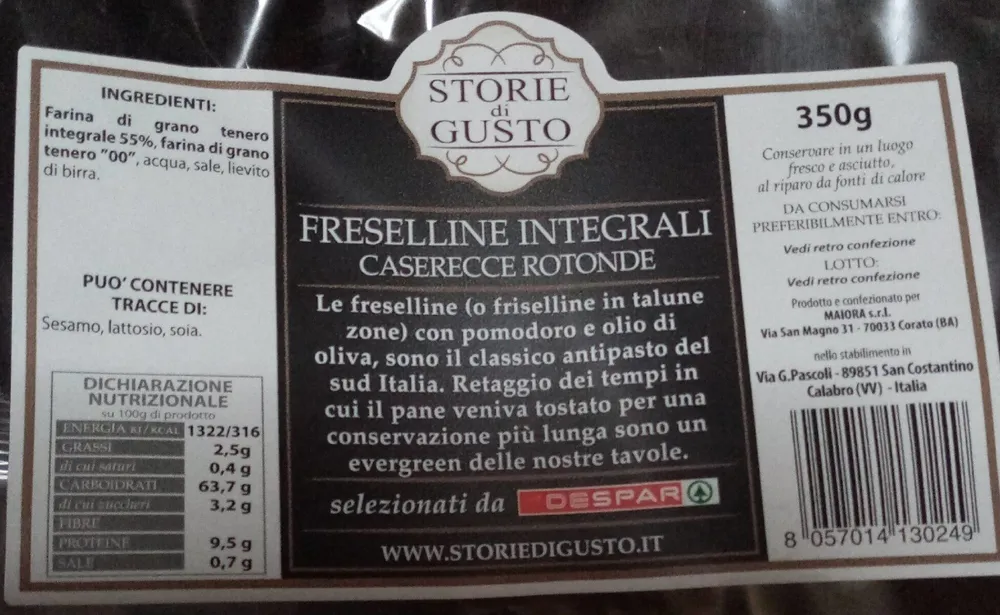Freselline integrali caserecce rotonde
