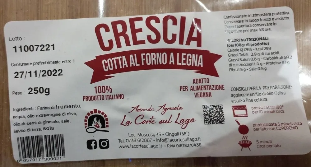 CRESCIA COTTA AL FORNO A LEGNA