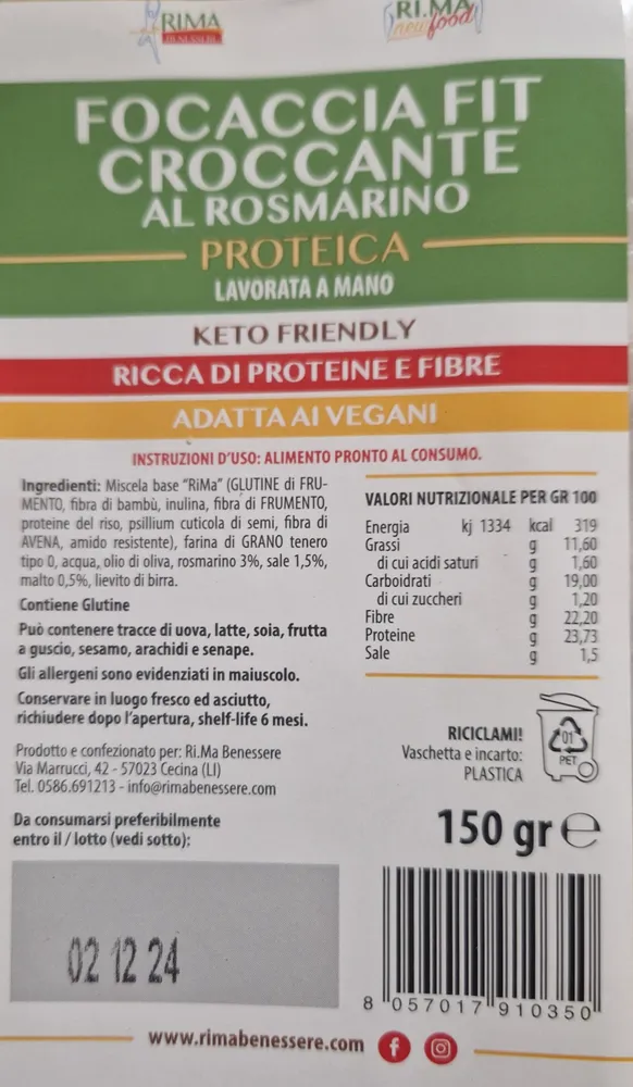 focaccia fit croccante al rosmarino proteica