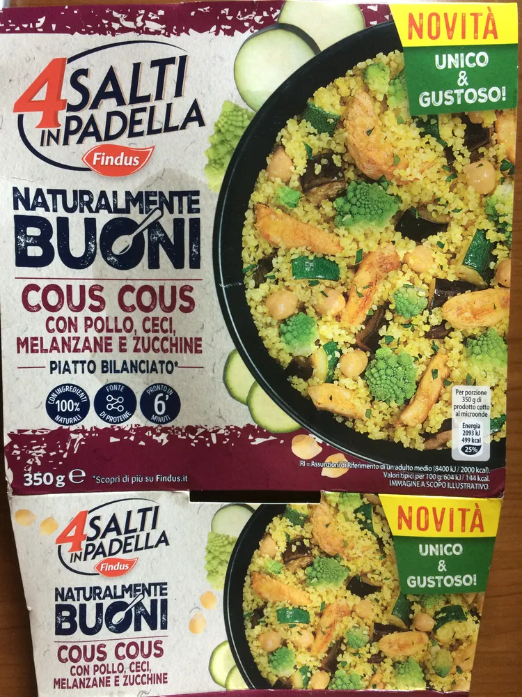 Couscous con pollo, ceci, melanzane e zucchine