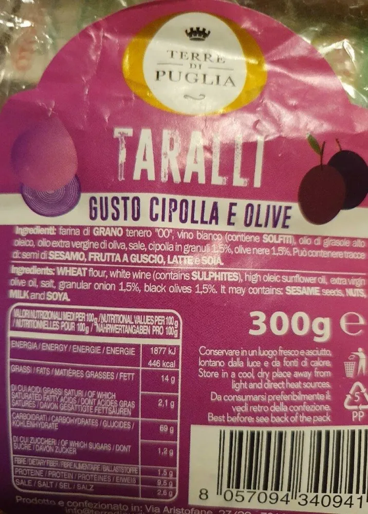 Taralli gusto cipolle e olive