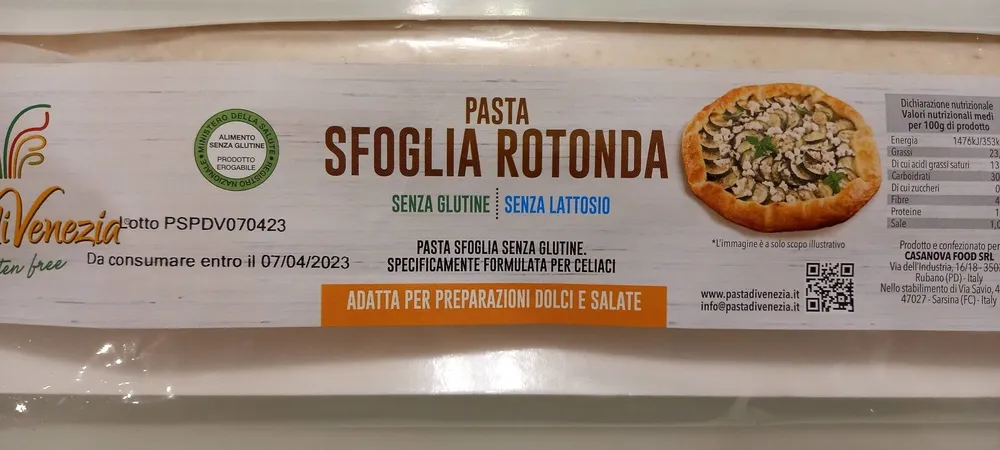 Sfoglia rotonda senza glutine