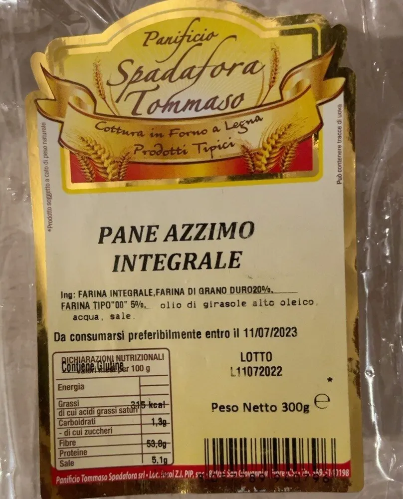 Pane azimo integrale