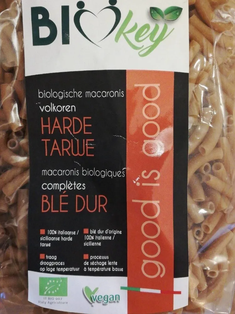 Biologische macaronis volkoren harde tarwe