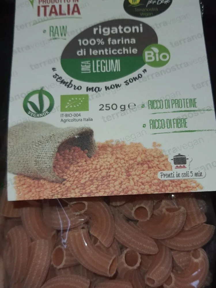 Rigatoni 100% farina di lenticchie