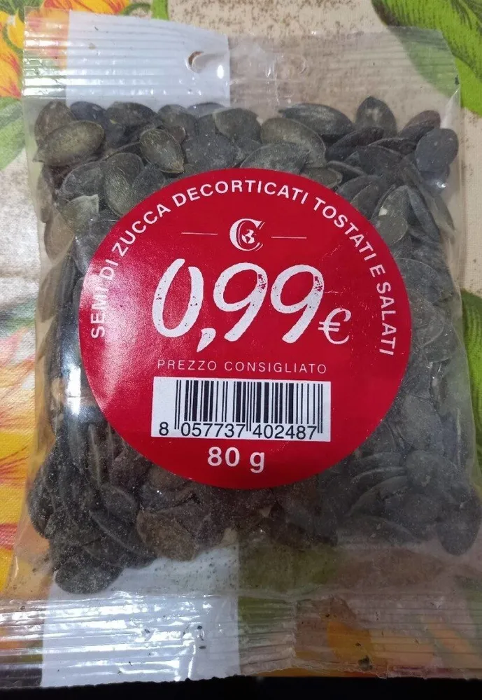 Semi di zucca decorticati tostati e salati
