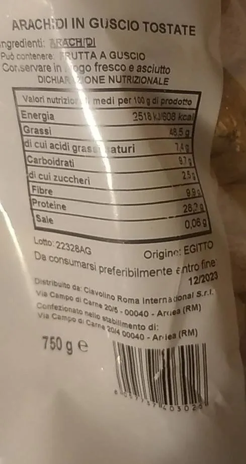 Arachidi in guscio tostate