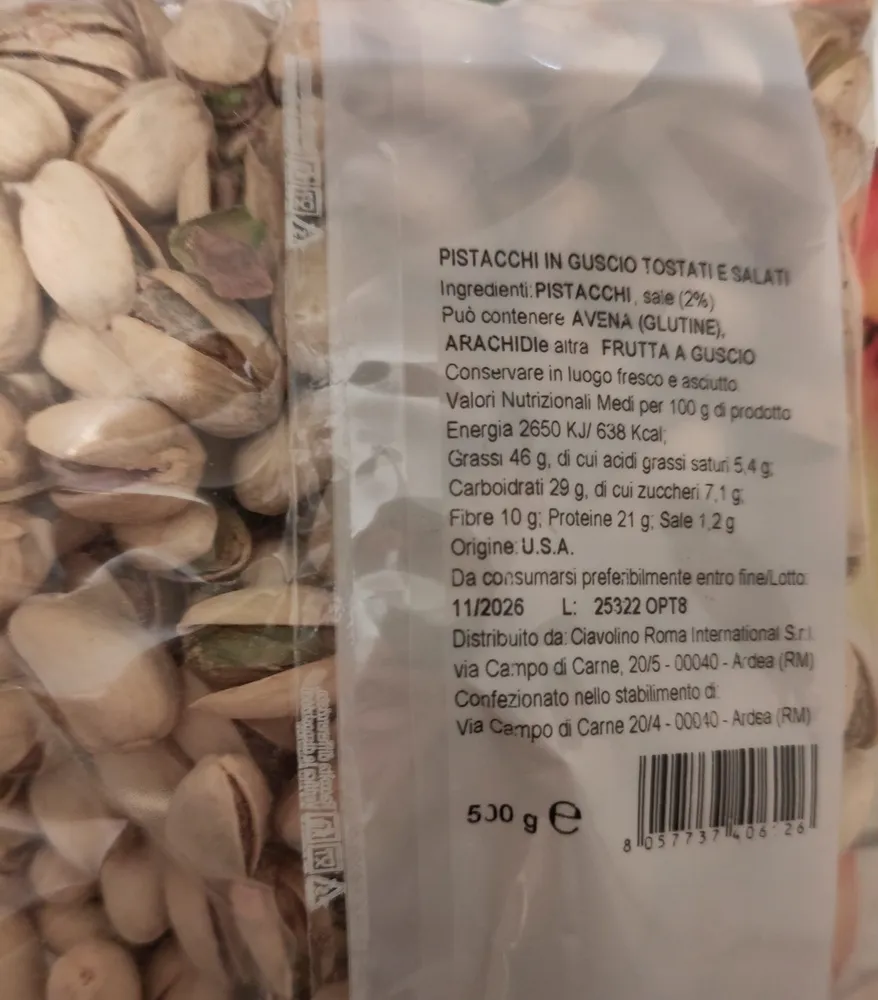 Pistacchi in guscio tostati e salati