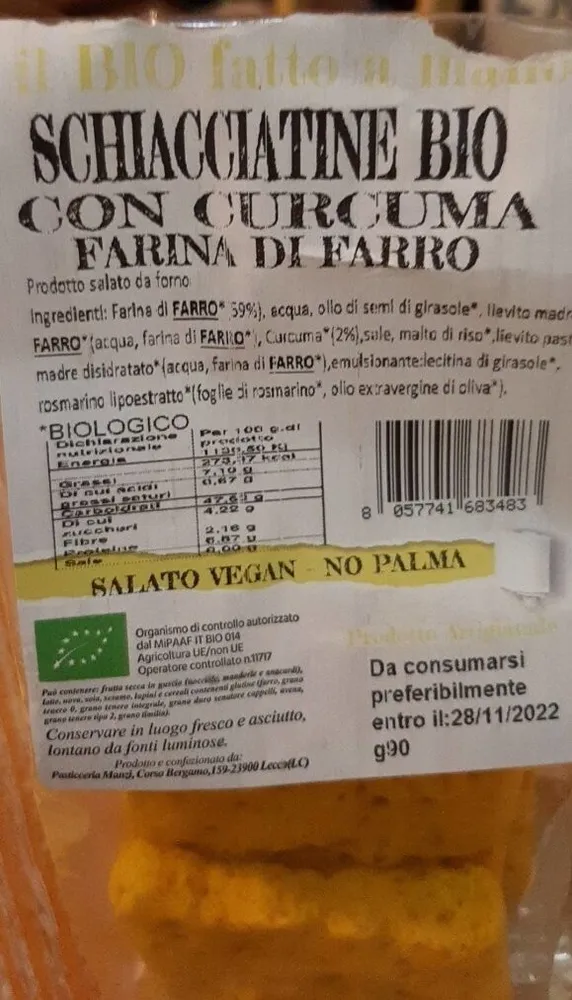 Schiacciatine bio con curcuma