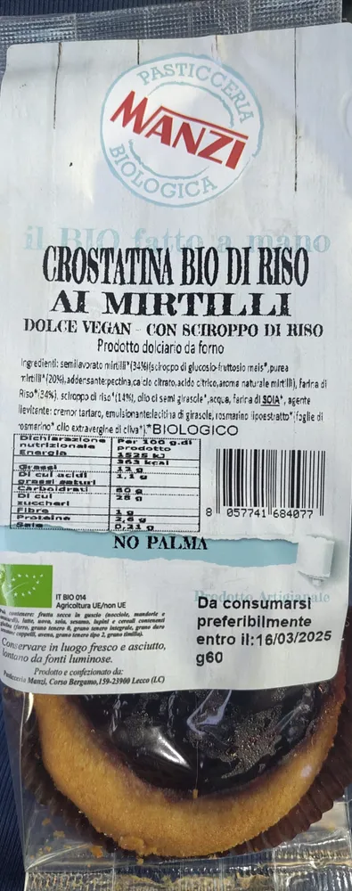 Crostatina bio di riso ai mirtilli