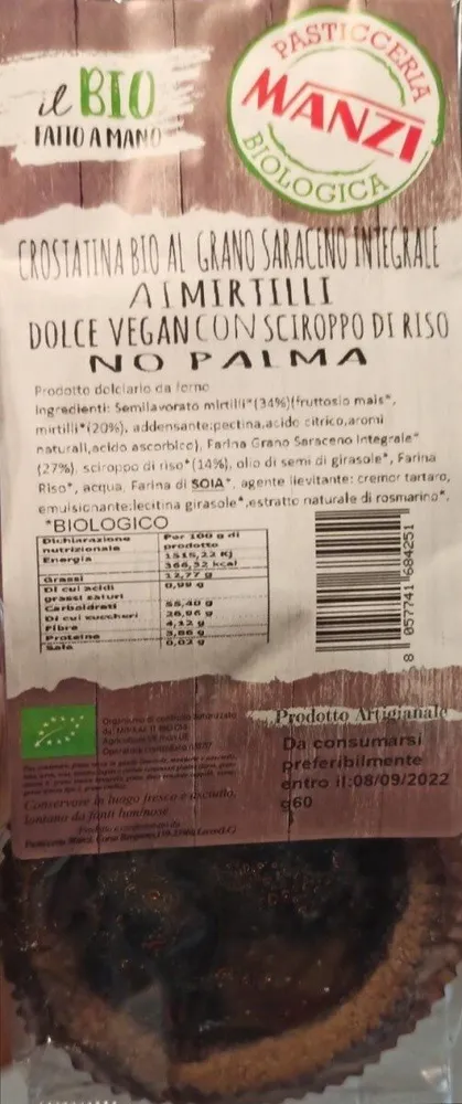 Crostatina Bio al grano saraceno integrale ai mirtilli