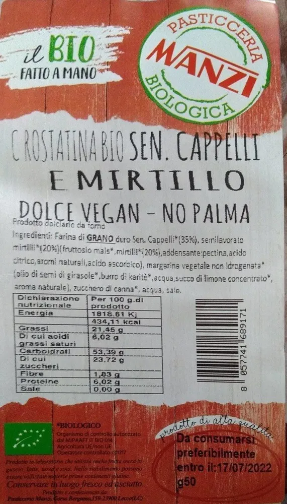 Crostatina bio sen Cappelli e mirtillo