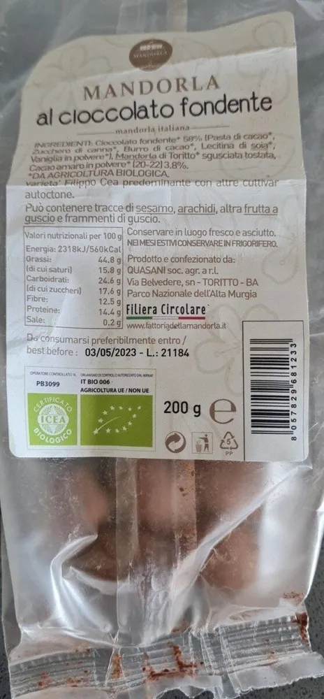 Mandorle al cioccolato fondente