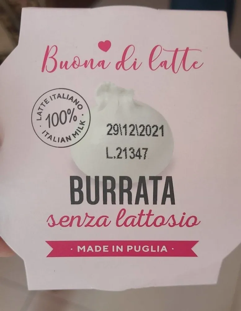 Burrata senza lattosio
