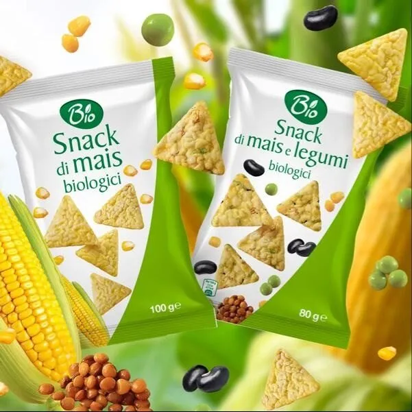 Snack di mais e legumi biologici