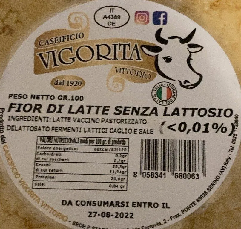Fior di latte senza lattosio