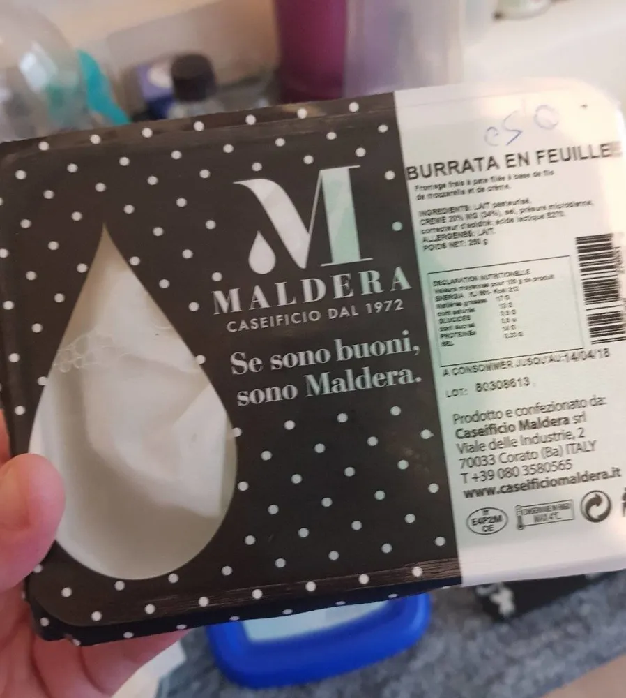 Burrata en feuille