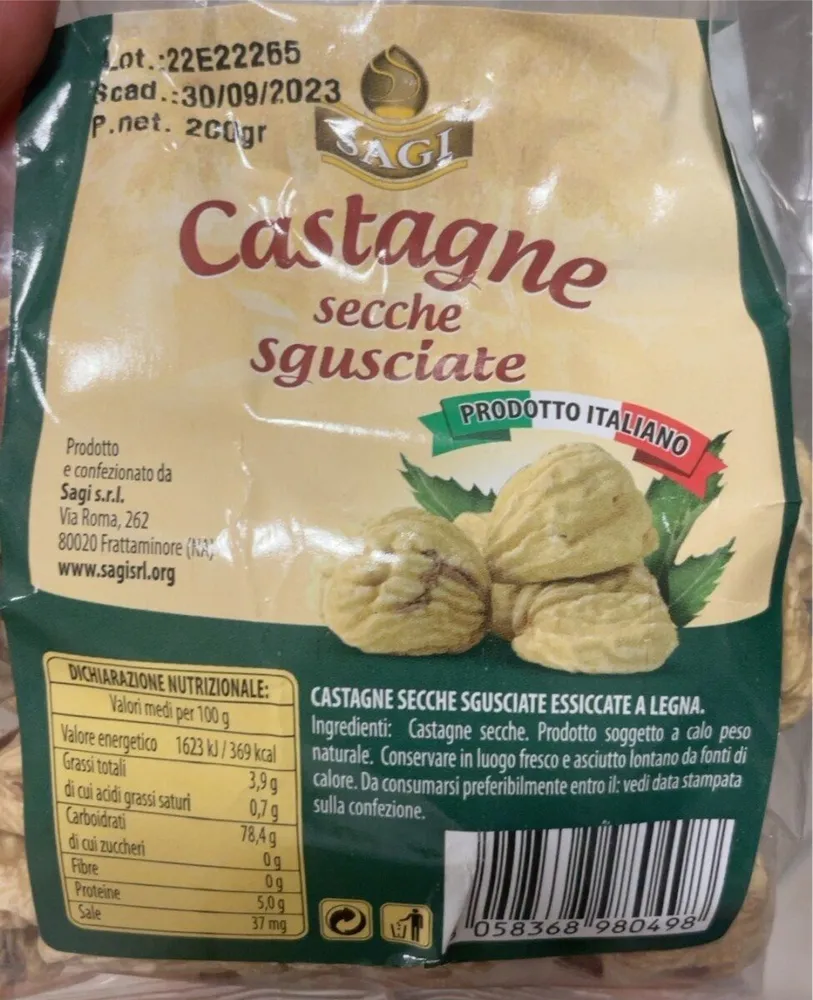 Castagne sgusciate secche