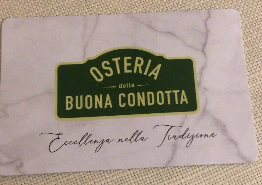 Carta fo credito Osteria della BUONA CONDOTTA