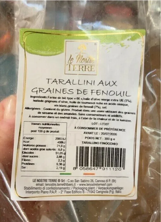 Tarallini aux graines de fenouil