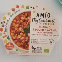 zuppa di legumi e avena al pomodoro