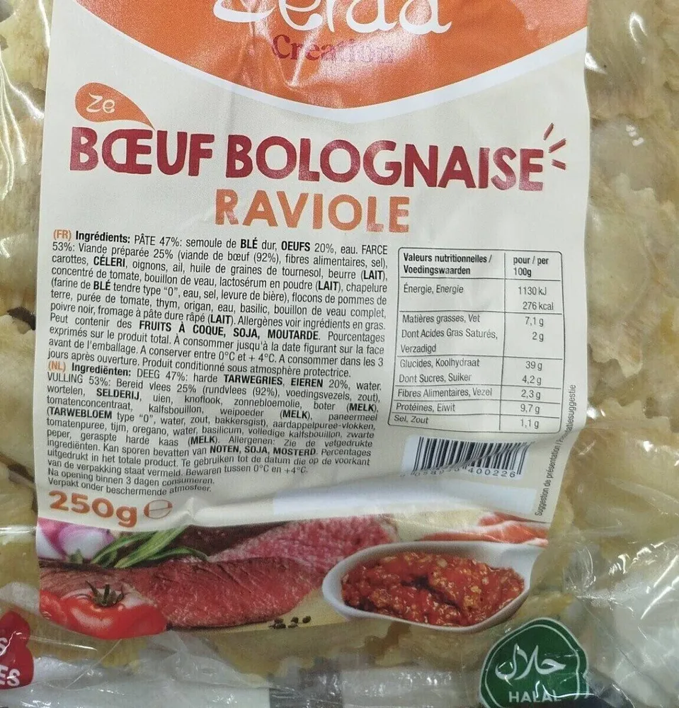 Boeuf bolognaise raviole