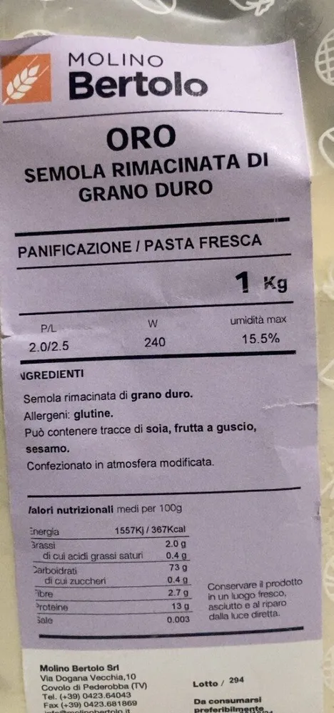 Semola rimacinata di grano duro