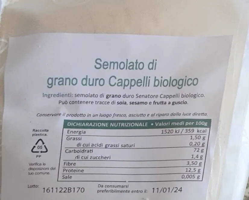 Semolato di grano duro cappelli