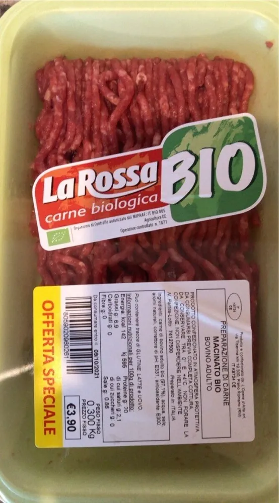 Preparazione di carne macinato bio bovino adulto