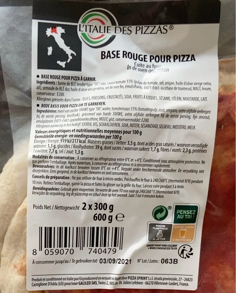 Base rouhe pour pizza
