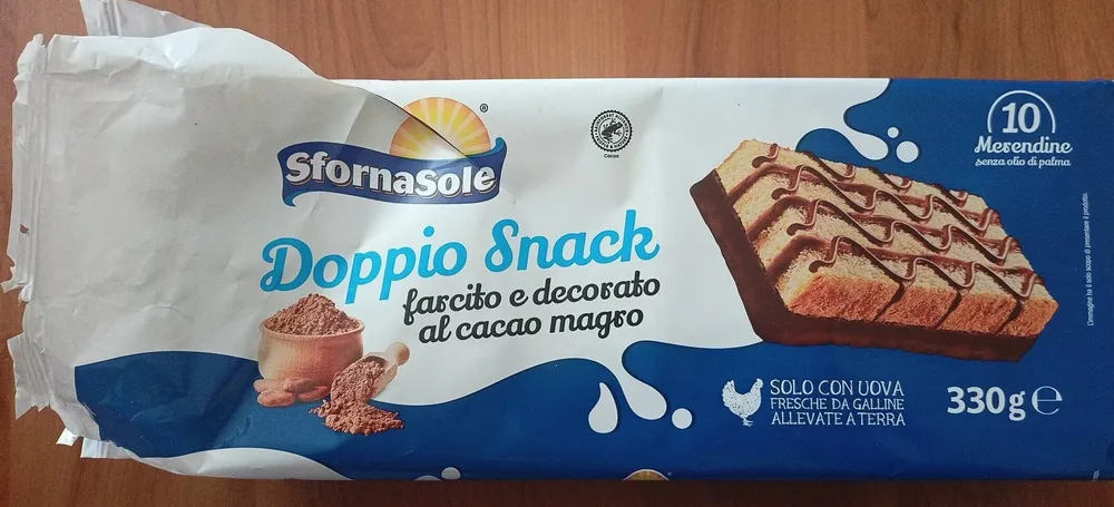 Doppio Snack farcito e decorato al cacao magro