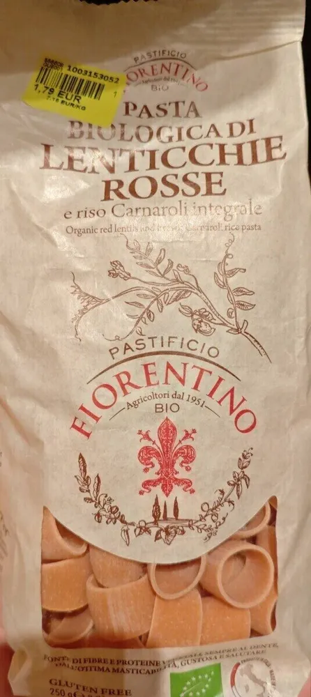 Pasta biologica di lentcchie rosse