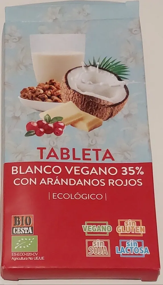 Tableta blanco verano 35% con arándanos rojos