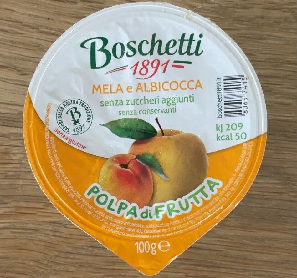 Polpa di frutta mela e albicocca