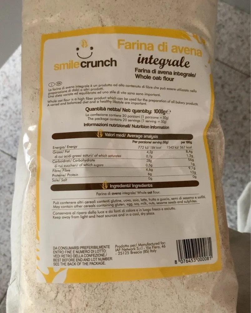 Farina d’avena integrale