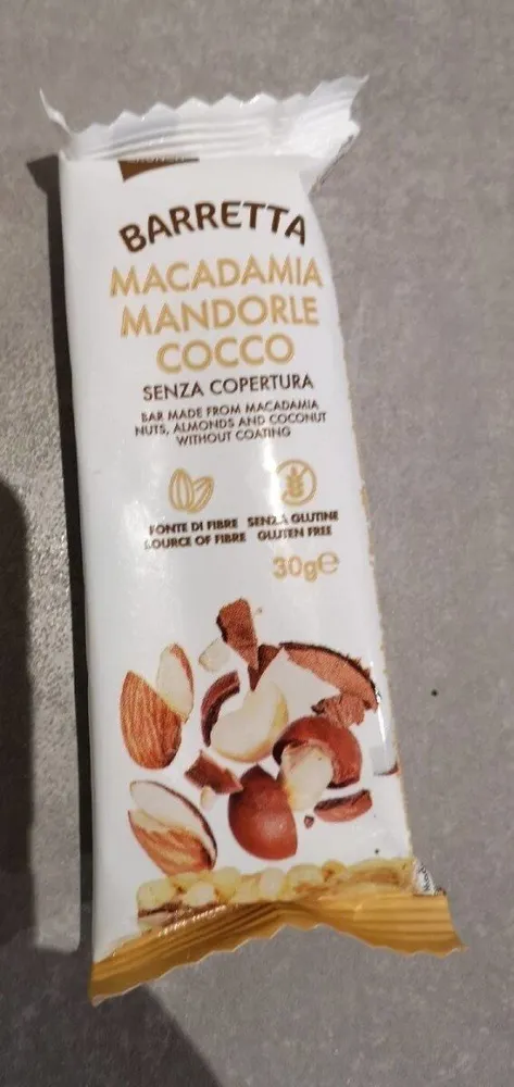 Barretta macadamia mandorle cocco