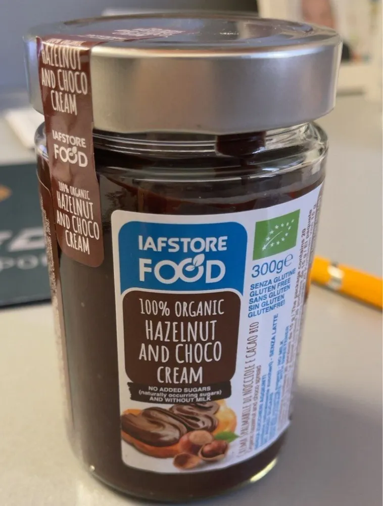 100% organic hazelnut and choco cream