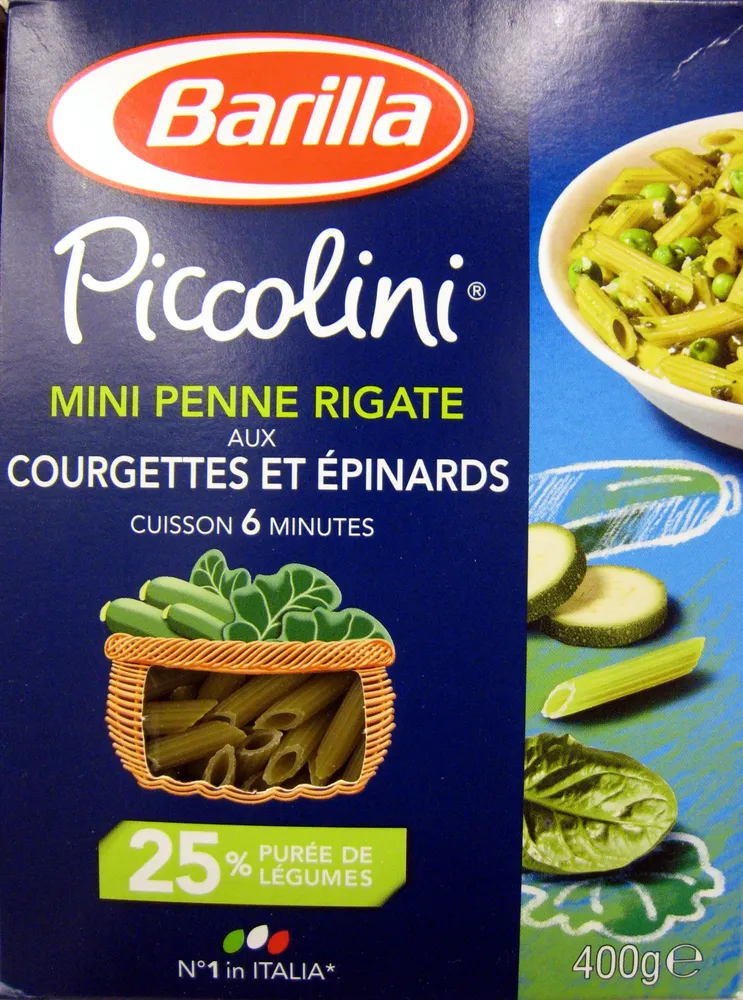 Mini Penne Rigate aux Courgettes et Épinards Piccolini