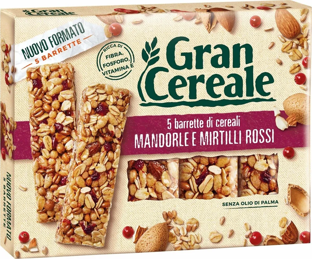 5 barette di cereali Mandore e Mirtilli Rossi