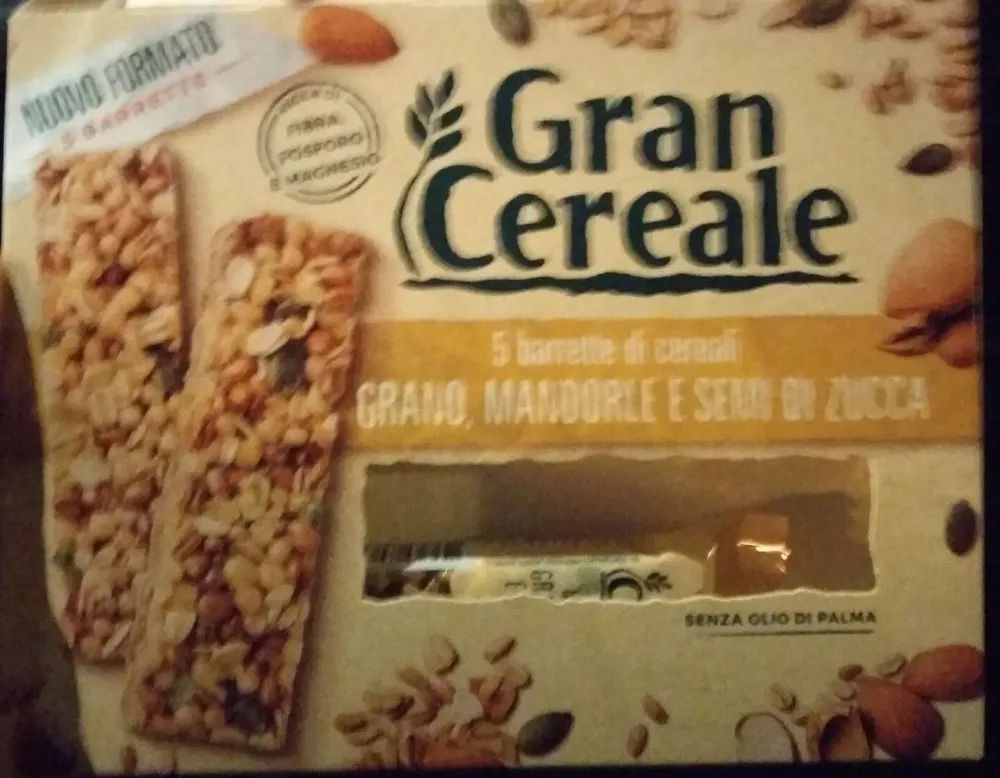 5 barrette di cereali grano, mandorle e semi di zucca