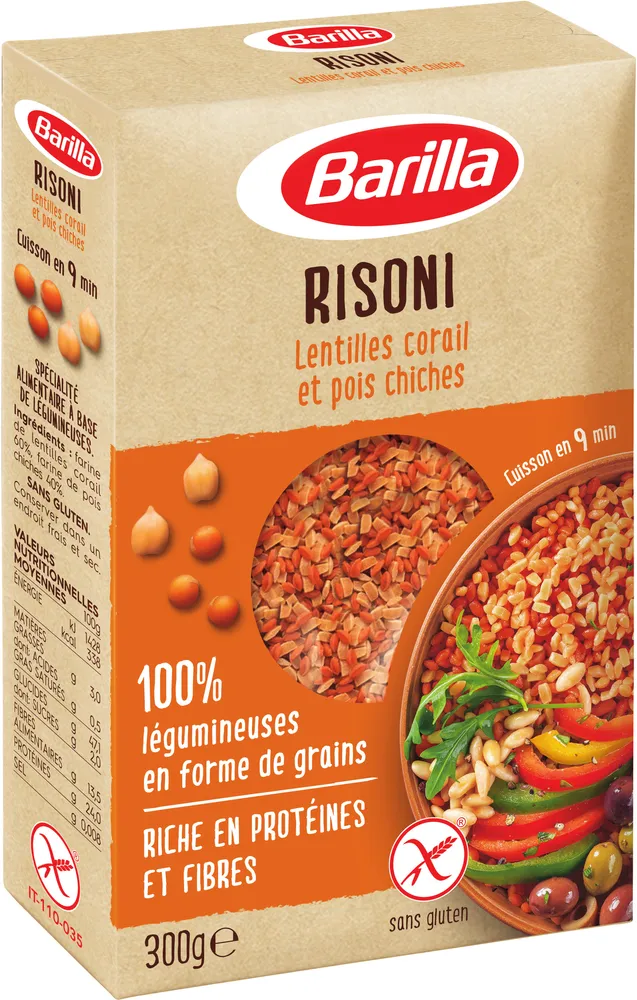 Barilla risoni lentilles corail et pois chiche