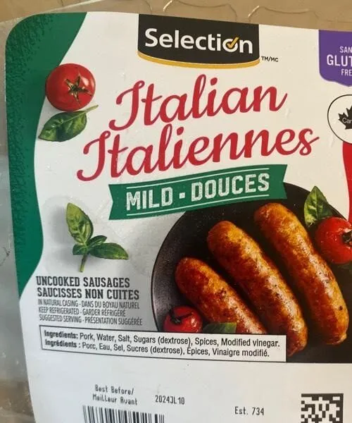 Saucisses italiennes douces