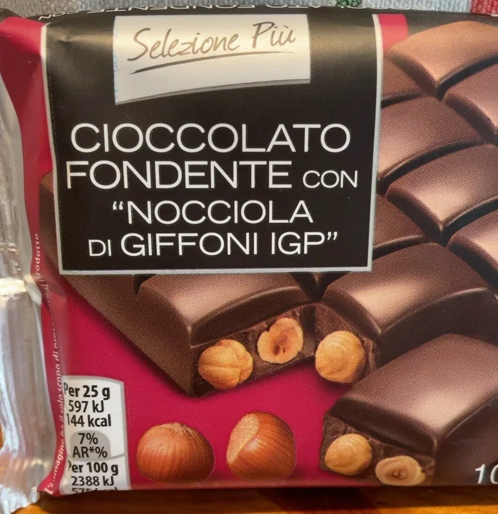 Cioccolato fondente nocciola giffoni ipg