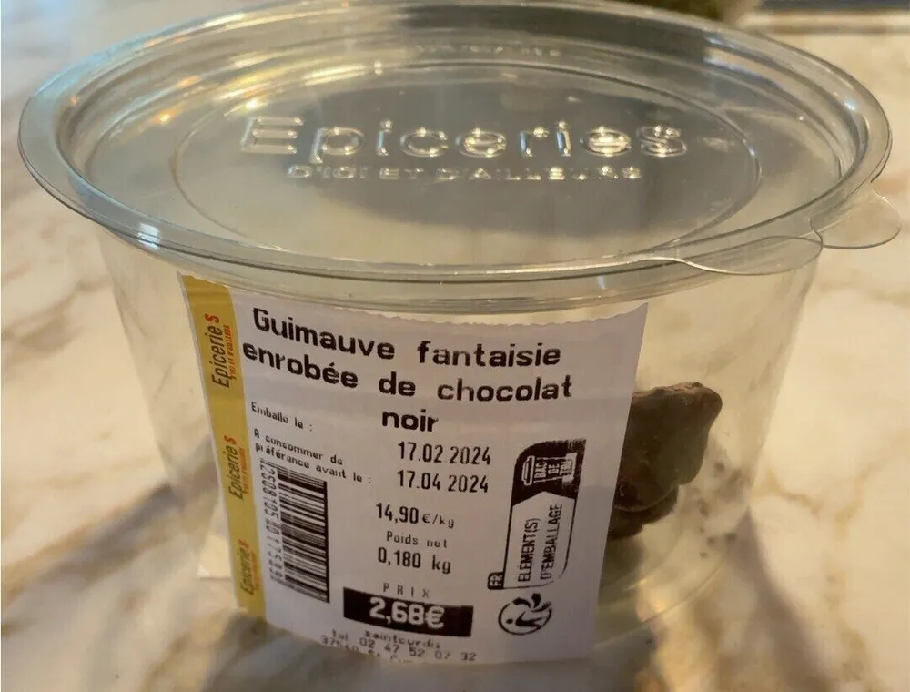 Guimauve enrobée de chocolat noir