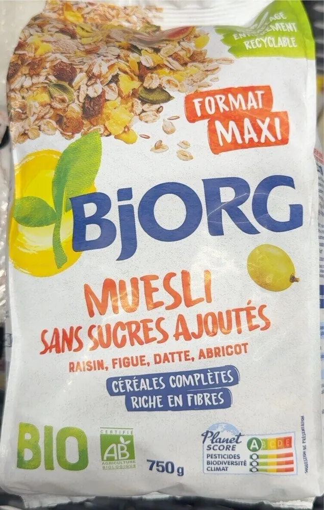 Muesli sans sucre ajouté, Raisin, figue, datte abricot