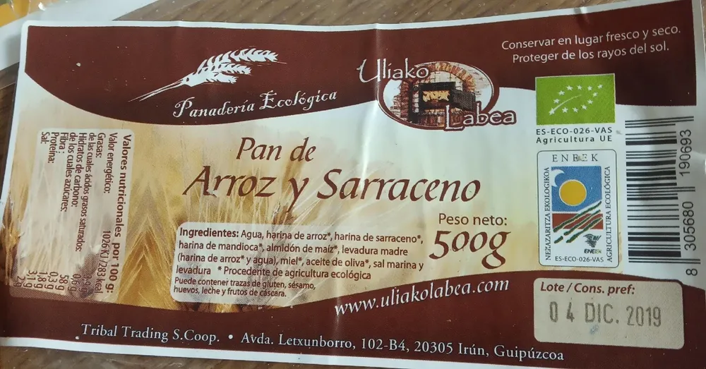 Pan de arroz y sarraceno