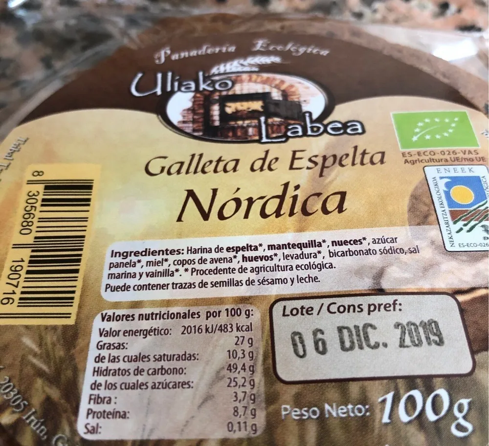 Galleta de espelta nordica