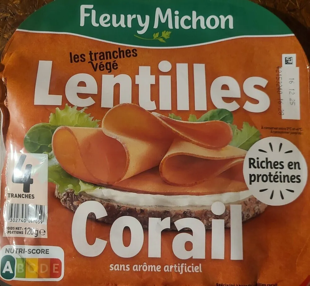 Tranches végétale lentilles corail